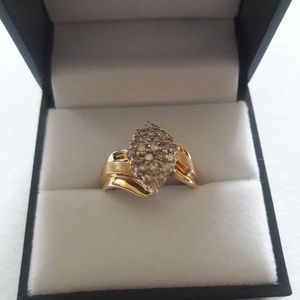 10k solid yellow gold .75tcw genuine diamond's siz